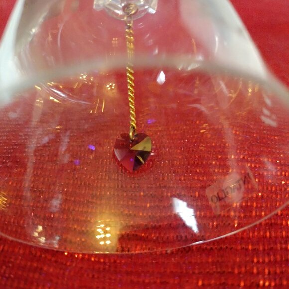 Vintage INTAGLIO Lead Crystal Birthday Bell February with Purple Heart - Picture 4 of 5